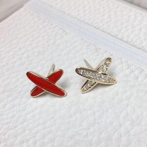 Enamel Letter Dainty Brass Stud Earring
