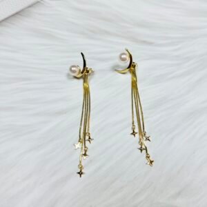 Imitation Pearl Star Trend Drop Brass Earring