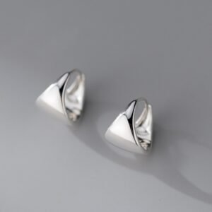 Geometric Minimalist Huggie Silver Earring