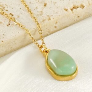 Natural Stone Irregular Vintage Stainless Steel Necklace